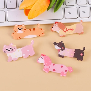 Cute cartoon dachshund and poodle acrylic pins in various colors for bag decoration