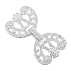 Close-up of a silver multi-row jewelry clasp with pavé cubic zirconia for DIY necklaces