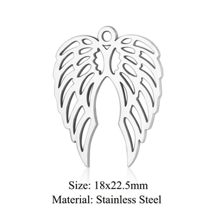 Macro view of 18x22.5mm stainless steel cupid wing charms for jewelry making