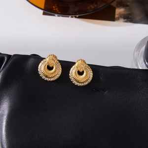 Luxurious 18k gold plated titanium steel hoop earrings with sparkling rhinestones set