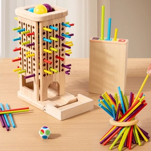 Educational Wooden Stick Pulling Board Game For Kids Montessori Color Recognition Hand-Eye Coordination Puzzle Toy Gift