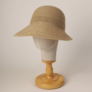 Cappello da sole estivo traspirante da donna con tesa larga e fascia decorativa