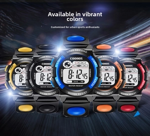 Colorful waterproof digital sports watch for students with chronometer and multi-function display