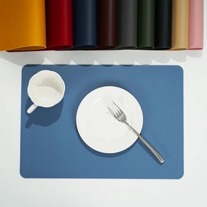Leather Placemats Solid Color Waterproof Oilproof Heat Resistant Nordic Style Dining Table Mats Home Kitchen Restaurant