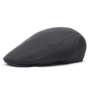 Black breathable mesh beret hat with sunshade visor for outdoor fashion and sun protection