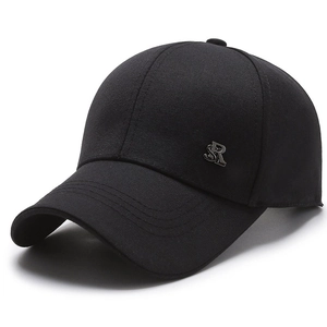 Classic black men's baseball cap with geometric diamond texture and metal SR logo