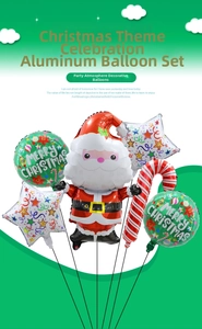 Detailed set of 6 festive foil balloons featuring Santa Claus, candy cane and star shapes