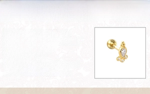 Detail showing 925 sterling silver flower stud earring with cubic zirconia and screw back