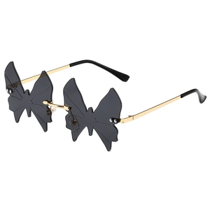 Butterfly Sunglasses Rimless Metal Frame UV400 Protection Colorful PC Lens Fashion Party Eyewear For Women Y2K Style