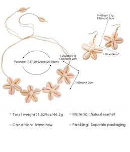 Tabella taglie per il set di collana e orecchini in conchiglia naturale con perle finte