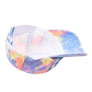 Multi-color tie-dye ponytail baseball cap with criss-cross back and adjustable strap