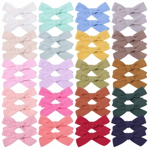 Bow Alligator Hair Clips Linen Cotton Fabric Solid Color Textured For Baby Girls Kids Toddlers Casual Hair Accessories