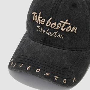 Cappellino da baseball per bambini in cotone lavato nero con ricamo Take Boston
