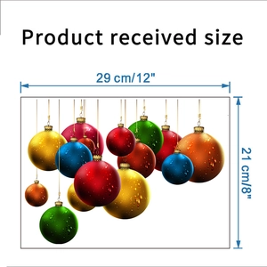 Detailed size specifications for colorful Christmas ball wall stickers 29x21 cm format