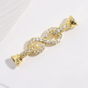 18K gold plated infinity jewelry connector with zircon stones for DIY necklaces