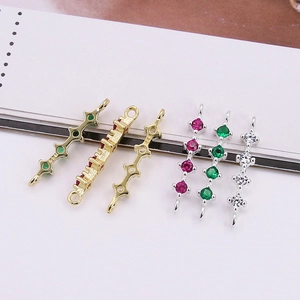 Pendentif barre en argent S925 avec zircons colorés pour la création de bijoux DIY