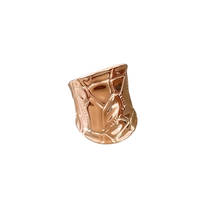 Irregular geometric textured open ring in rose gold finish with rippled metal surface