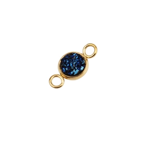 Close-up of 6mm vacuum-plated gold stainless steel connector with deep blue starry stones