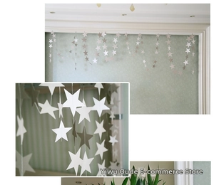 Hanging decoration with silver and white star pendants for party and home decor