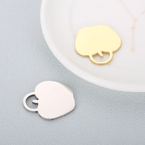 Minimalist gold and silver apple shaped stainless steel pendant charms for DIY jewelry making