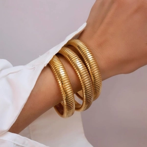 Stainless Steel Tubogas Bracelet Retro Elastic Gaspipe Bangle Minimalist Elegant Fashion Jewelry For Women