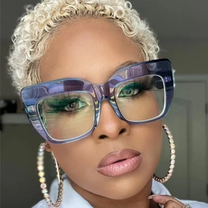 Stylish oversized cat-eye anti-blue light glasses with translucent purple frames for women