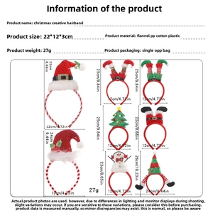 Detailed size chart for Christmas headbands with dimensions and weight specifications