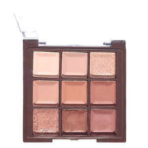 Nine-color chocolate brown eyeshadow palette with matte and shimmer neutral tones