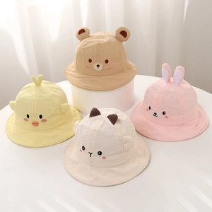 Chapeau De Soleil Bébé Animal Dessin Animé Coton Respirant Séchage Rapide Bord Souple Bob Et Casquette Pour Tout-Petits