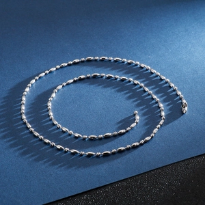 Collier chaîne à perles en acier inoxydable argenté poli pour la création de bijoux DIY