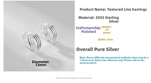Macro detail of S925 sterling silver multi-layer hoop earrings with polished finish