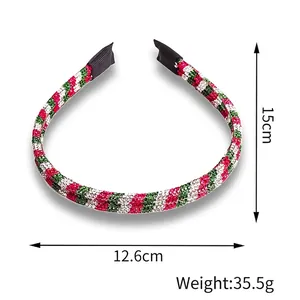 Sparkling Christmas headband with red green and white rhinestones for festive parties