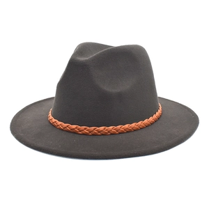Classic Woolen Fedora Hat Wide Brim Retro Jazz Cap With Braided Belt For Men Women Winter Autumn Fashion