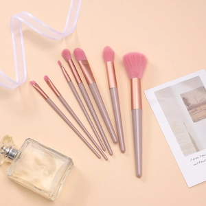 Professional Makeup Brushes Soft Synthetic Fiber Bristles Rose Gold Tube Pink Handles With PU Leather Storage Pouch For Beginners