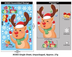 Detailed sheet size 25x35cm for Christmas reindeer and snowflake static window decals