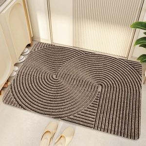 Door Mat Non-Slip PVC Satin Loop Entryway Rug Dirt Trapper Low Profile Waterproof Indoor Outdoor Floor Mat Geometric