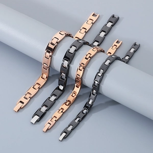 Tungsten Steel Magnetic Bracelet With Germanium Stones Health Care Minimalist Link Chain Hand Jewelry Unisex