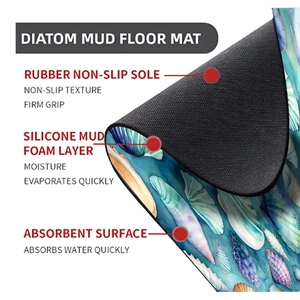 Three-layer diatom mud bath mat featuring a non-slip rubber base and shell pattern