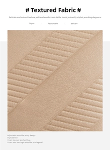 Close-up of beige quilted PU leather detail and adjustable strap on a crossbody bag