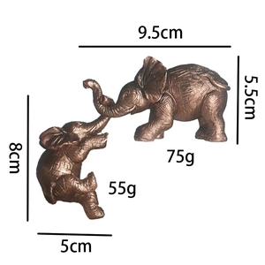 Detailed size and weight specs for bronze resin elephant statues in 9.5cm and 8cm heights