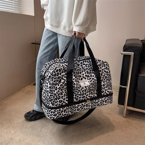 Sac De Voyage Grande Capacité Tissu Oxford Imprimé Animal Avec Compartiment Chaussures Pour Sport Yoga Gym