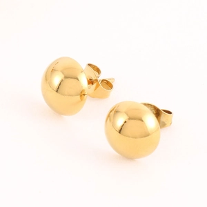Polished golden hollow semicircle stud earrings in minimalist titanium steel style