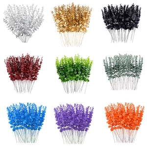 Artificial Eucalyptus Leaves Stems Faux Greenery Plastic Branches For Home Wedding Party Decor