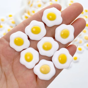 Simulation Poached Egg Resin Flatback Charms DIY Decoration For Phone Case Fridge Magnet Hair Clips Cute Food Style