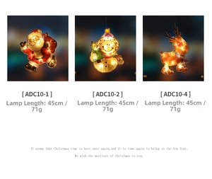 Detail view showing 45cm length of LED Christmas hanging lights with Santa and reindeer