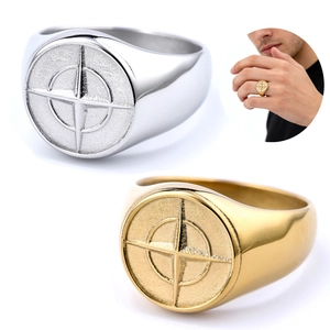 Compass Signet Ring Stainless Steel Nautical Star Relief Retro Punk Minimalist Jewelry For Men
