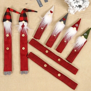Christmas Refrigerator Handle Covers Gnome Burlap Holiday Kitchen Decor Oven Microwave Handle Protector Swedish Tomte