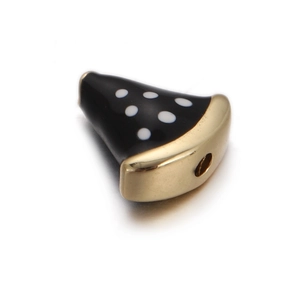 Polka dot enamel spacer bead with gold plating for DIY jewelry making and crafts