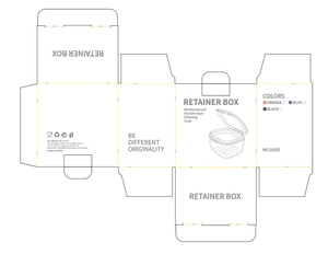 Technical drawing of a 3-layer retainer case with drainage and soaking functions