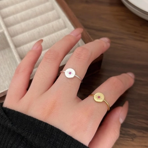Minimalist 925 sterling silver starburst rings with pink stones in gold and silver finish